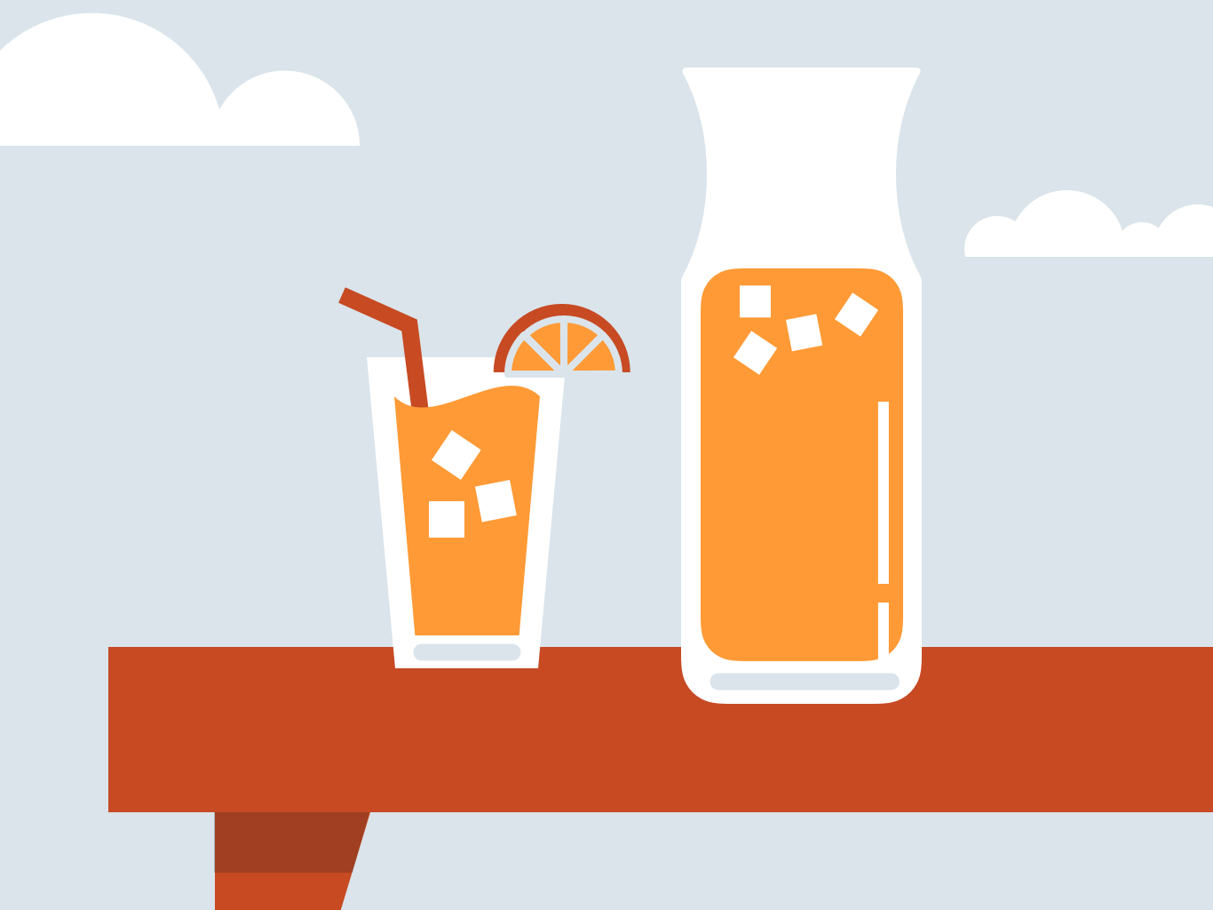 Iced tea on a table outside—illustration © CU Green 2018
